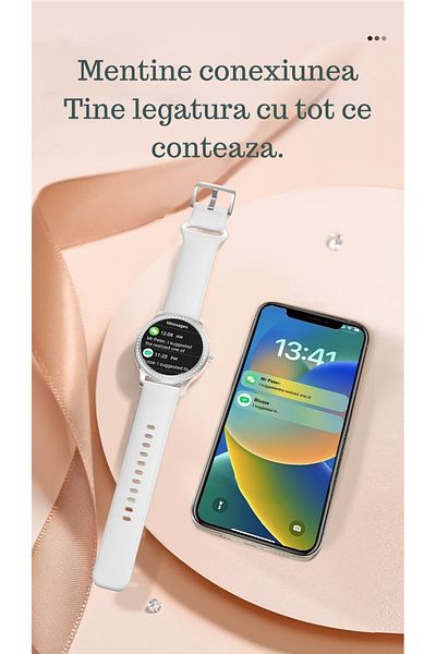 MARYALEX Smartwatch, 1.28”, Built-in Microphone, Bluetooth HD Calling, Android / IOS, Metal Strap