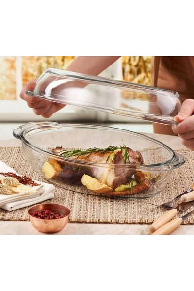 ABYZ Oval Heat-resistant Pot With Lid, Capacity 2250l, Transparent