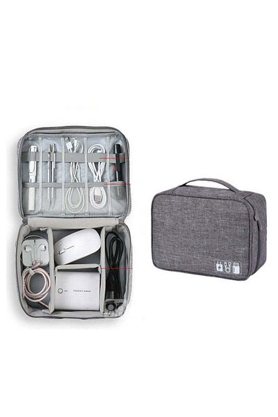 Velixo Travel Electronics Organizer Bag, Water-resistant, Cable & Device Storage, Adjustable Dividers