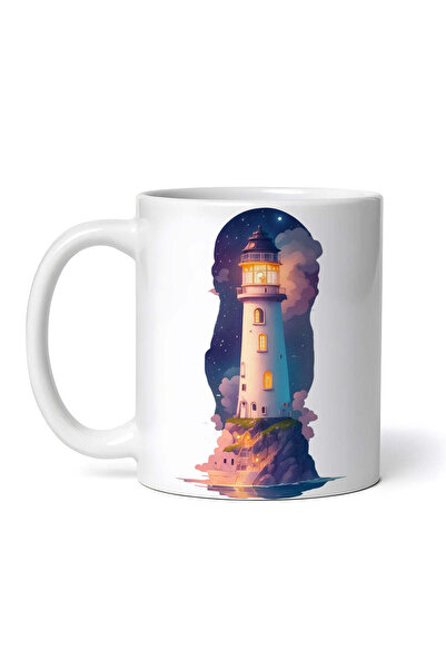 OEM Cană albă personalizată, Far în port, INOVATIX®. 330ml