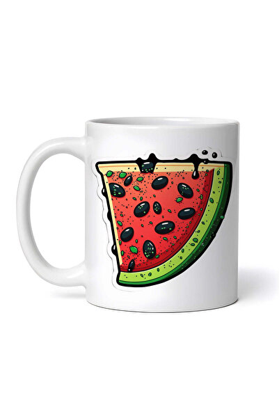 OEM Cană albă personalizată, felie de pepene verde, INOVATIX®. 330ml