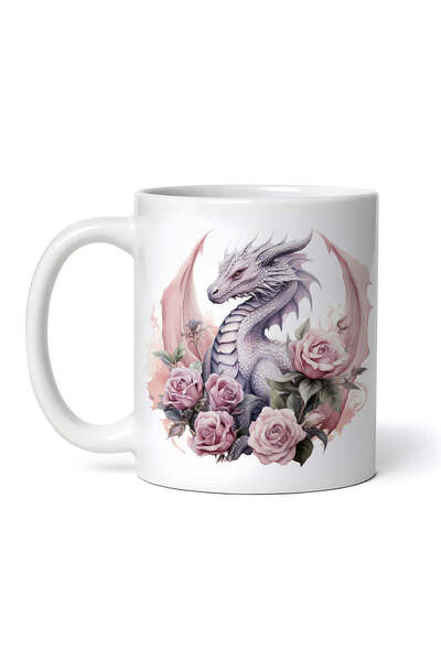 OEM Cană albă personalizată, Dragon cu aripi roz, INOVATIX®. 330ml