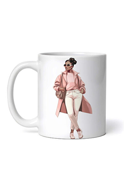 OEM Εξατομικευμένη Λευκή Κούπα, Κορίτσι σε Ροζ Anya, Inovatix®. 330ml