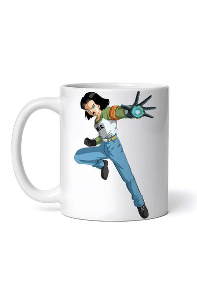 OEM Cană albă personalizată, Dragon Ball Android 17 în luptă, INOVATIX®. 330ml