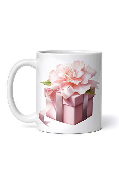 OEM Εξατομικευμένη Λευκή Κούπα, Ροζ Κουτί Δώρου με Λουλούδι και Φιόγκο, Inova...