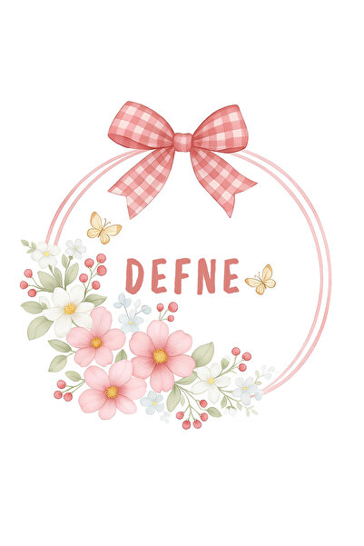 Pera İsme Özel Pembe Kurdele Tema Etiket 4 Cm Yuvarlak 70 Adet