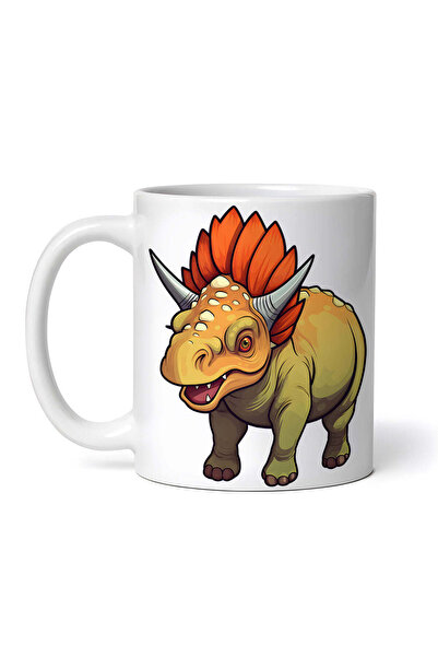OEM Cană albă personalizată, dinozaur Triceratops, INOVATIX®. 330 ml