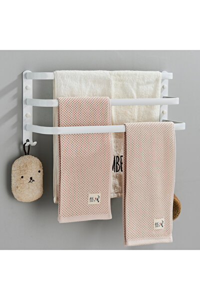 Blackswan Design Suport prosoape baie, Blackswan, Tip M16, triplu, alb cu agatoare, 50 cm