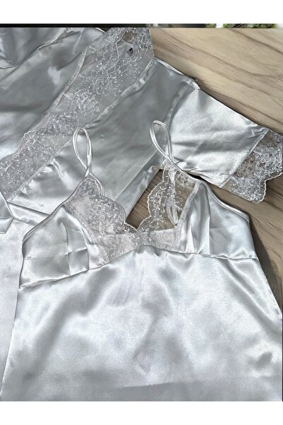 SATTENS 5 bucăți set de cămașă de noapte pentru femei din satin + cutie cadou