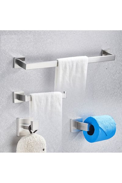 Blackswan Design Set accesorii baie, Blackswan, Tip M8, 4 piese, model nichel mat, dimensiune 60 cm