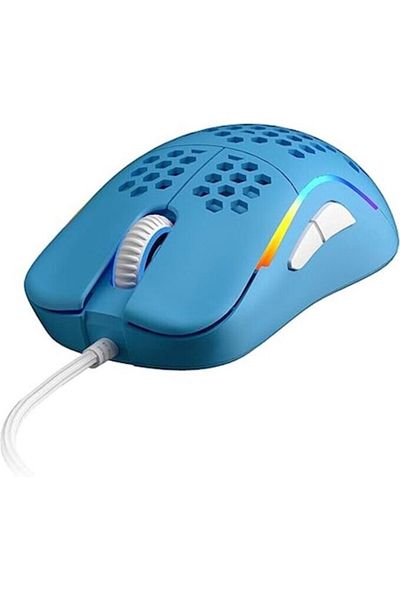 HK Gaming Mouse HK Gaming NAOS M Ultra-ușor, Structură tip Fagure, RGB cu Cablu, 12.000 DPI, 7 Butoane, 59 g, Albastru