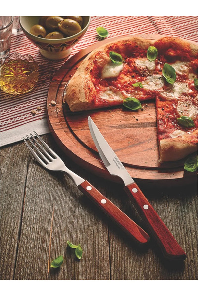 Pinkev Tramontina 6 Kişilik Polywood Saplı Steak Et Çatal Bıçak Seti