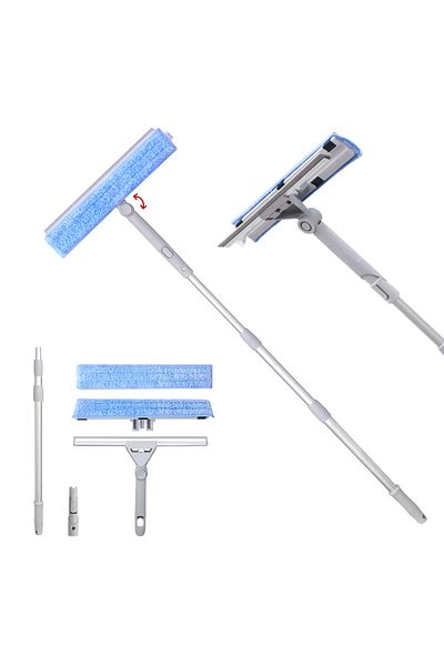 MARYALEX Professional 2-in-1 window wiper, 180° rotating, with 2 removable microfiber cloths