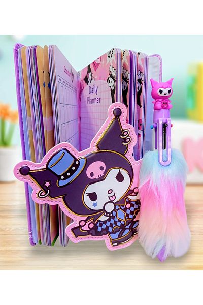 izmir yazici servis Kuromi Fancy Notepad Magnetic Cover Note Weekly Monthly Planner 3 in 1 14X20 cm