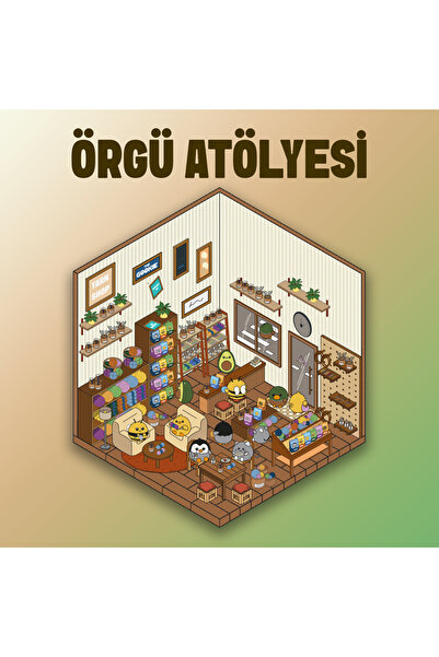 The Gookie Örgü Atölyesi Izometrik Sticker, 3d Etiket Yapışkanlı Çıkartma