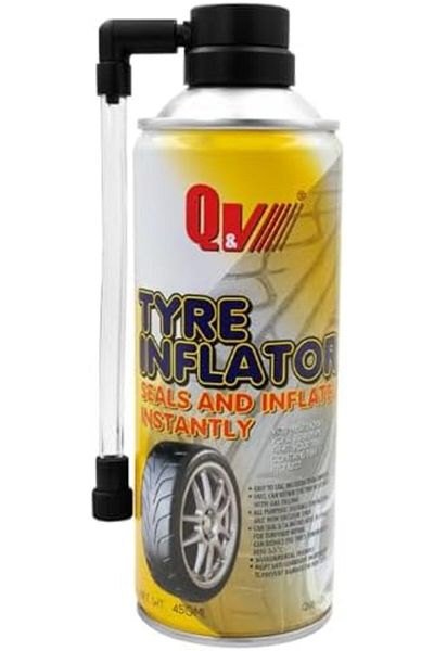 Qv Instant Tyre Inflator 450ml - Seals & Inflates, Emergency Puncture Repair For Cars