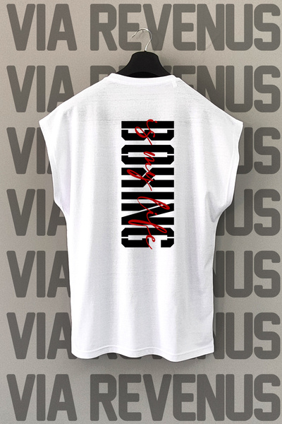 Vordevia Tricou sport cu mânecă zero cu decolteu rotund cu imprimeu pe spate ...