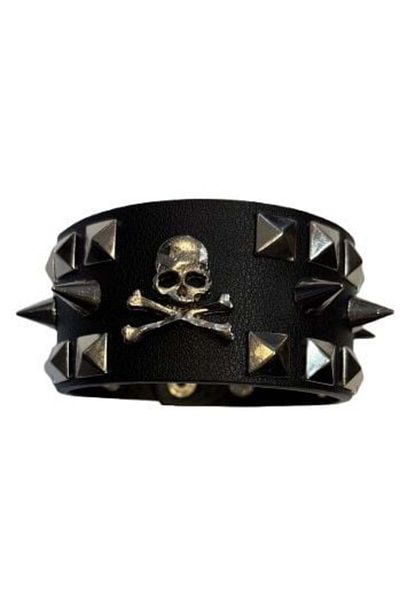 Metal Giyim Skull Pyramid Spike Detailed Bracelet