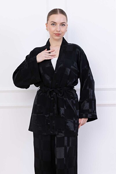 COTTOWOO Women's Black Flosh Viscosa Waist Elastic Palazzo Pants