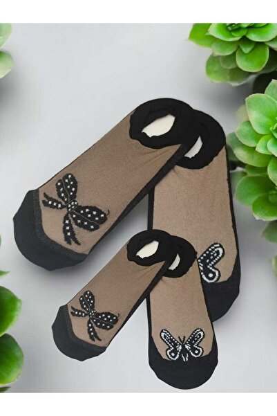 çorapcım KOPIJA - Ženske crne detaljne trodelne čarape Til