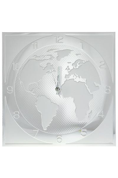 GiftExpress Silver-plated world map wall clock 40cm