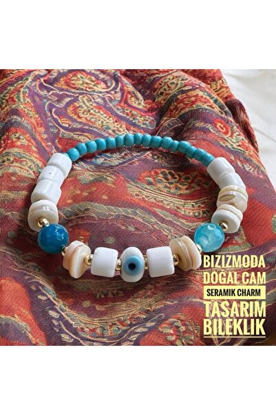 bizizmoda اليدوية تصميم الحجر الطبيعي عين الشر بودروم الزجاج الخرز سوار