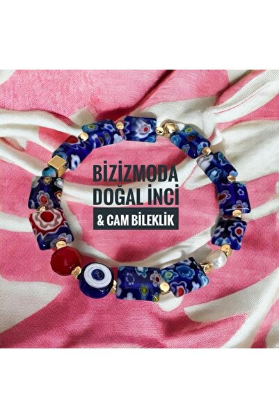 bizizmoda El yapımı Tasarım Gerçek İnci Nazar Bodrum Cam Boncuk Bileklik