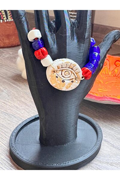 bizizmoda Handmade Design Ceramic Eye Evil Eye Bodrum Glass Bead Bracelet