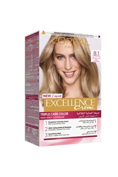 L'Oreal Paris صبغة شعر لوريال أشقر رمادي فاتح إكسلانس 8.1