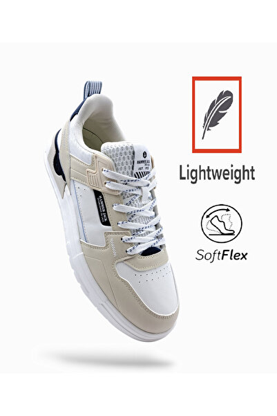 Hammer Jack Light Design Beige White Men's Sneaker Shoes