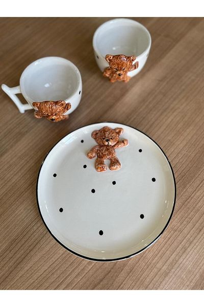 MeGgDecor Teddy Bear 3 Piece 1 Person Breakfast Set
