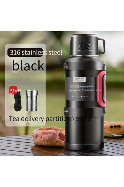 ErginGroup Portable Large 4 Liter Stainless Steel Mountaineer Camping Picnic Hot Cold Tea Thermos
