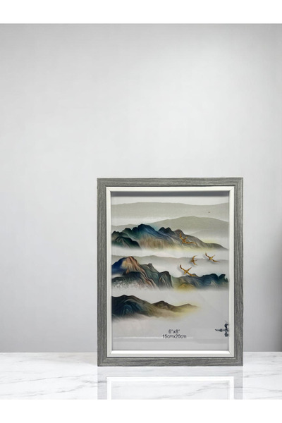 CİHO 15×20 cm Glass Wooden Decorative Contrast White Detailed Photo / Memory Frame