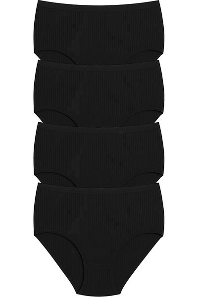 ExLove 4 Pcs Exlove Women High Waist Cotton Rib Bato Panties
