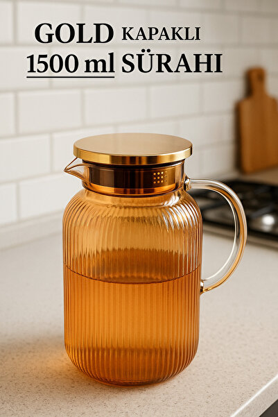 BRE HOME 1500 ml amber renk borosilikat camdan üretilmiş ateşe dayanıklı süra...