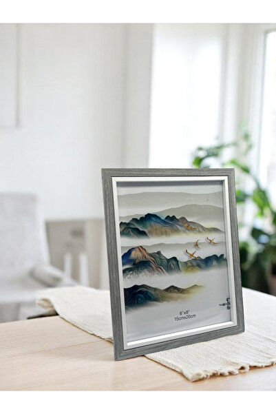 CİHO 15×20 cm Glass Wooden Decorative Contrast White Detailed Photo / Memory Frame