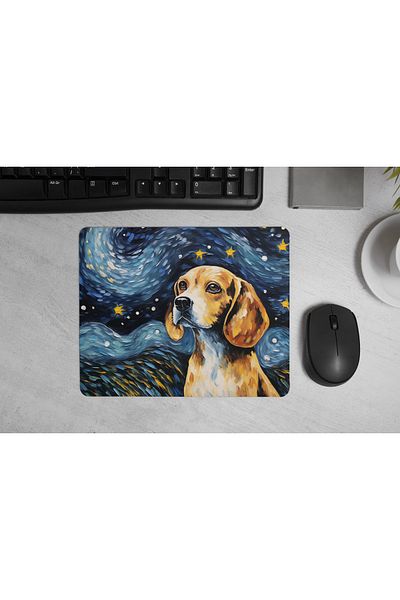 MS Major Selection Beagle Mouse Pad – Starry Night Art Design (17.5X21.5 Cm, Non-Slip Base)