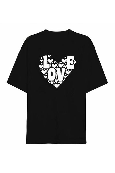 modaserdem Special design love heart printed t-shirt for valentine's day - black