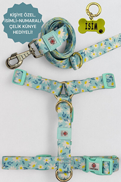 CARAMELOS KÖPEK TASMA SETİ KİŞİYE ÖZEL İSİMLİ TASMA, H TİPİ TASMA ,GÖVDE+GEZDİRME TASMASI, KÖPEK KÜNYE