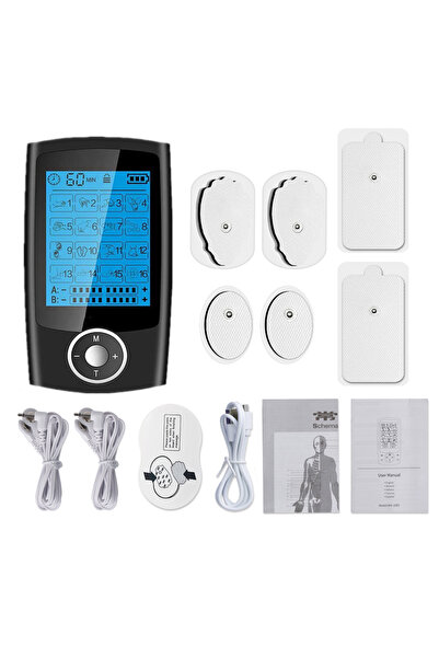 Choice جهاز تحفيز العضلات الكهربائي TENS أسود اللون، 16 وضعًا، لتدليك الجسم، ...