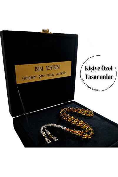 Zikir Tesbih Ateş Kehribar Tesbih,Harfli Kişiye Özel Seri, Sıkma Kehribar Tes...