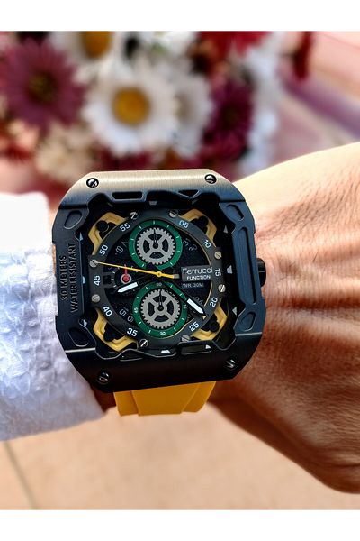 Ferrucci Function Special Design Men's Wristwatch - Waterproof 30m, Sports Silicone Cord