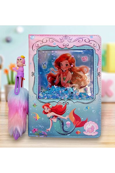 izmir yazici servis Mermaid Scrapbook Silvery Sequin Notebook 6 Colors Writing Pen Gift Set Certificate