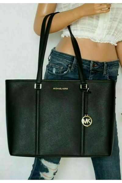 Michael Kors Sady Top Zip Large Functional Leather Tote Bag - Black
