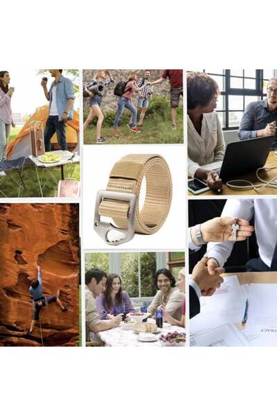 PUFO Stance casual belt for men 3.8 x 115 cm, beige