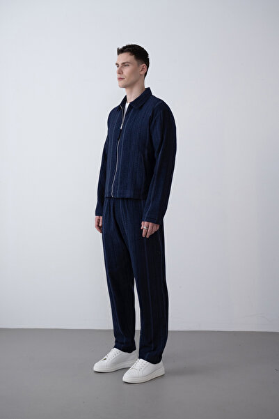 İLKCET MODA Шнурівка Деталь Темно-синій Oversize Богемські чоловічі штани