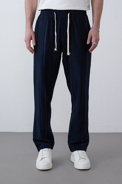 İLKCET MODA Ανδρικό παντελόνι Bohemian Oversize με λεπτομέρεια με κορδόνια