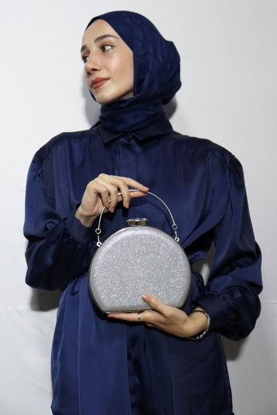 BUKAWEAR Γυναικεία Ασημένια Ασημένια Μπουκάλι Μοντέλο Βραδινό Φόρεμα Τσάντα