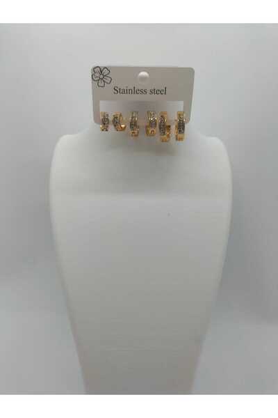 Valora Steel 3 Stone Earrings