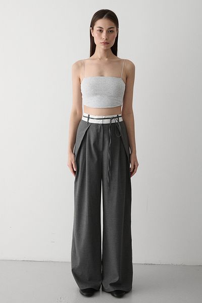 Laluvia Anthracite Rope Belt Detailed Design Trousers - 3576